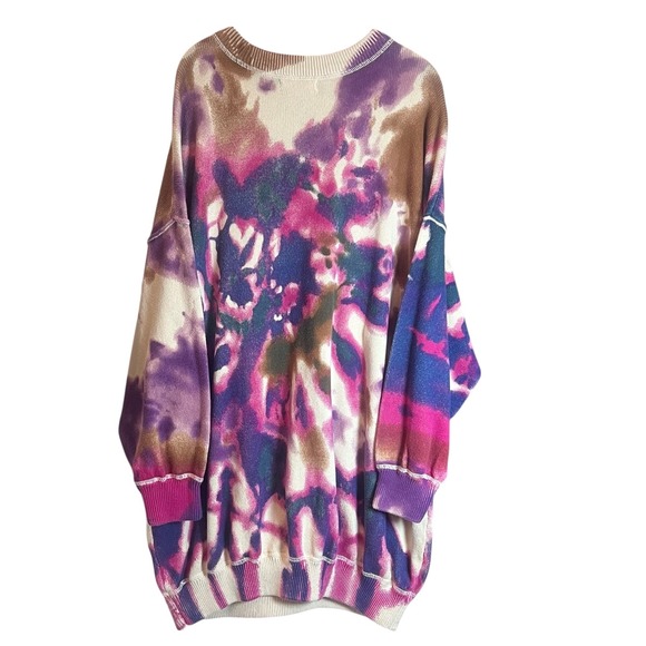 Natural Life Taylor Oversized Tie Dye Knit Sweater Purple Pink L/XL S Pullover - Picture 3 of 5